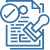 A blue pixel art icon of a paper and pen.