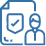 A blue pixel art picture of a person and a document.